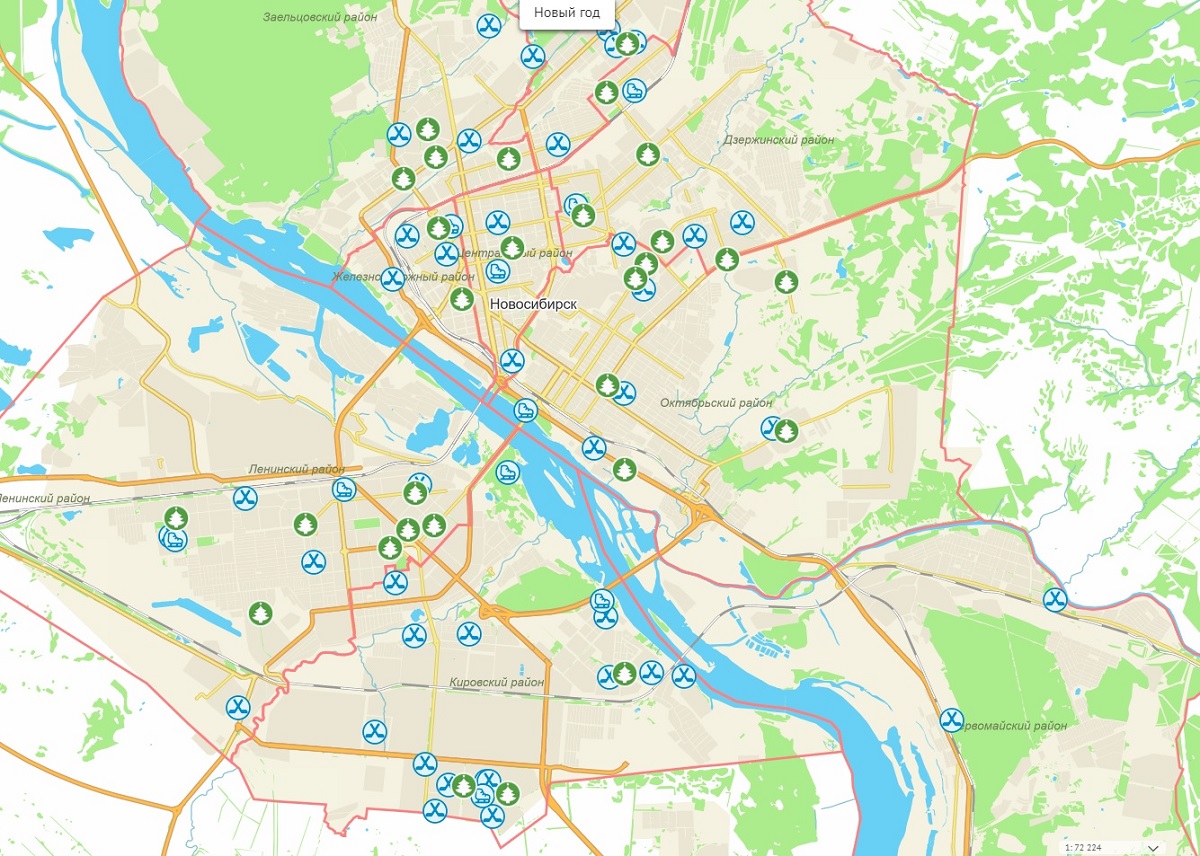 Власти Новосибирска запустили интерактивную новогоднюю карту города